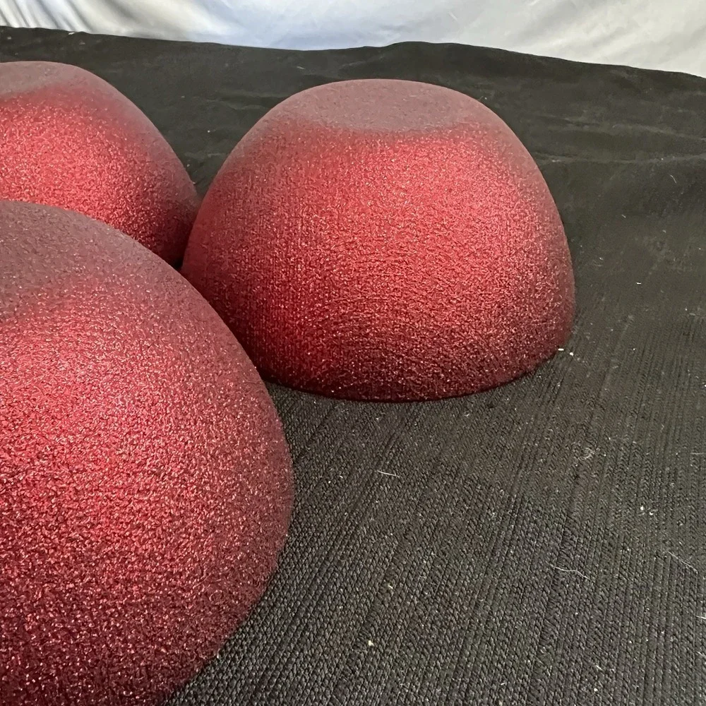 Set of 3 Ruby Red Glitter Textured Glass Decorative Bowls‎ 6 Inch Shimmer Glam